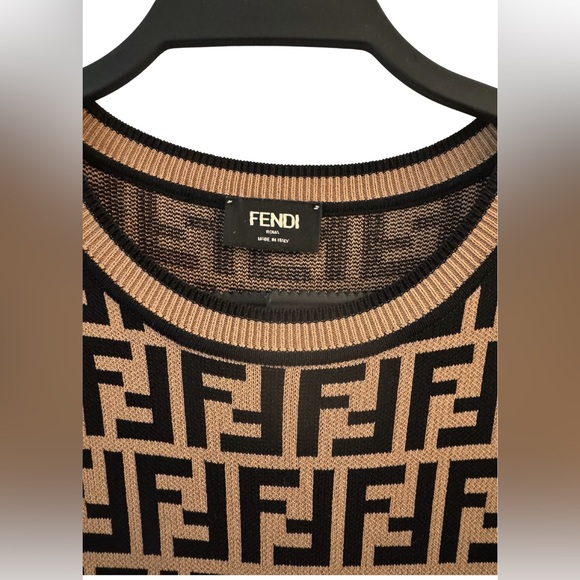 Fendi Monogram Long-Sleeve Bodycon Midi Dress (Size M) - Picture 4 of 4